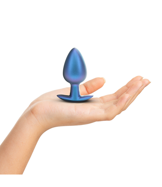 Ouch! Large 8.9 cm Soft Silicone Anal Plug - Metallic Blue for Ultimate Pleasure