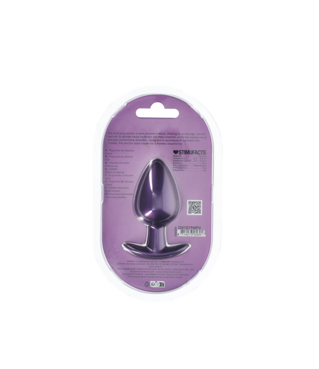 Ouch! Silicone Large Anal Plug 8,9 cm - Metallic Paars Comfortabel