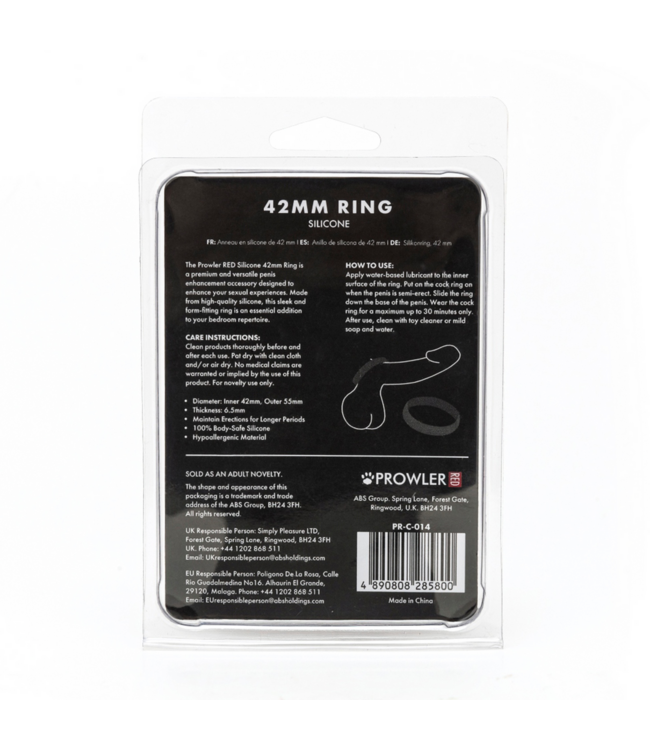 Prowler Red Silicone Erectionsring 42 mm Zwart Voor Versterkte Prestaties Prowler RED