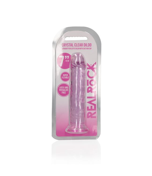 RealRock REALROCK CRYSTAL CLEAR Dildo mit Saugnapf – 20 cm, phthalatfrei
