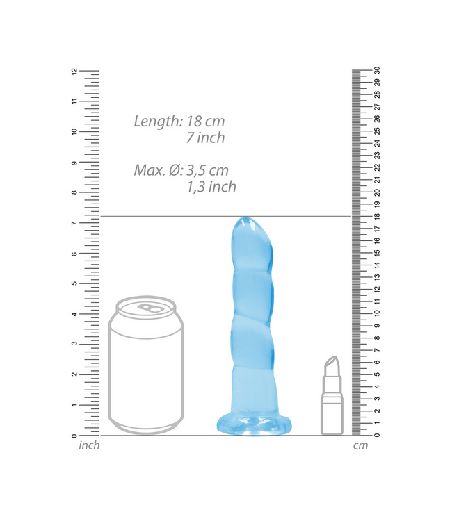 RealRock RealRock Transparante Dildo Met Zuignap 18 cm Blauw | Veilig TPE