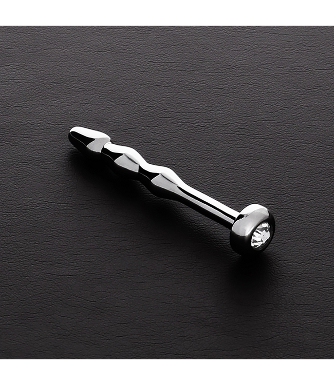 Steel by Shots Jewelled Rose Stainless Steel Penis Plug with Wavy Bumps, 75mm