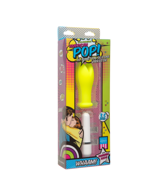 Doc Johnson American Pop Siliconen Sleeve Vibrator Met 10 Functies – Geel Whaam!