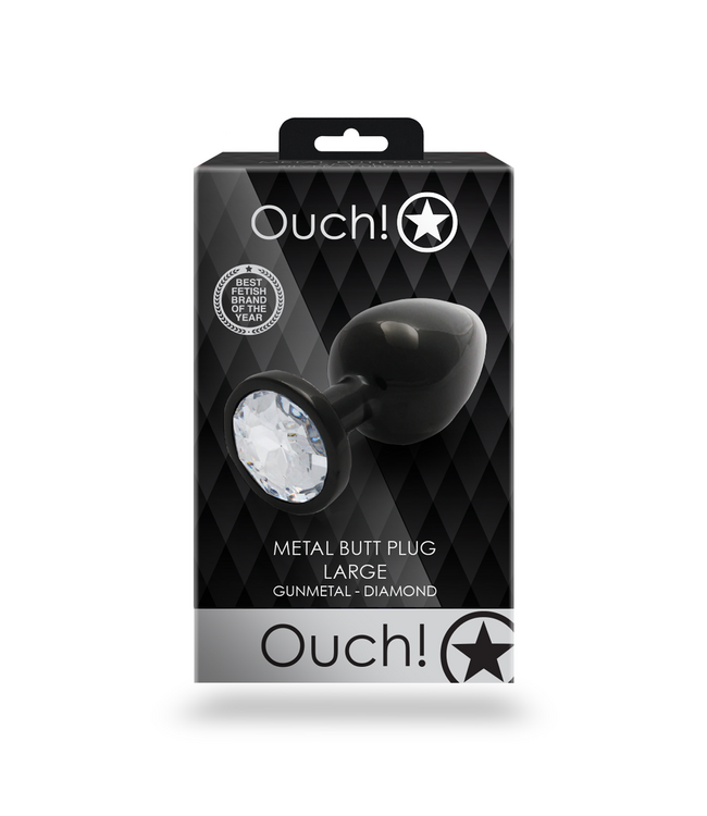 Ouch! Stylish Gunmetal Gemstone Butt Plug - 9.3 cm for Sensational Pleasure