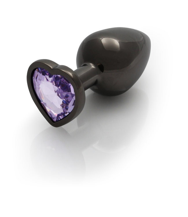 Ouch! Ouch! Aluminium Buttplug Met Hartvormige Juweelbasis 9,3 cm Zwart