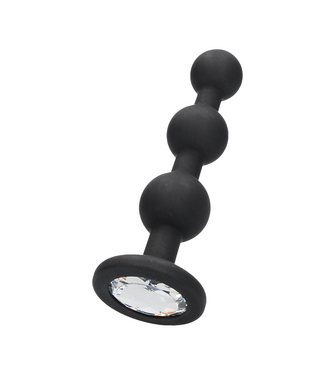 Ouch! Siliconen Buttplug Met Diamantbasis En Beads 11,4 cm – Ouch! by Shots