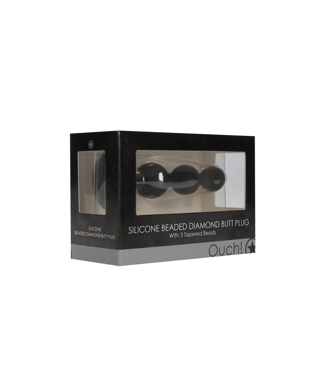 Ouch! Siliconen Buttplug Met Diamantbasis En Beads 11,4 cm – Ouch! by Shots