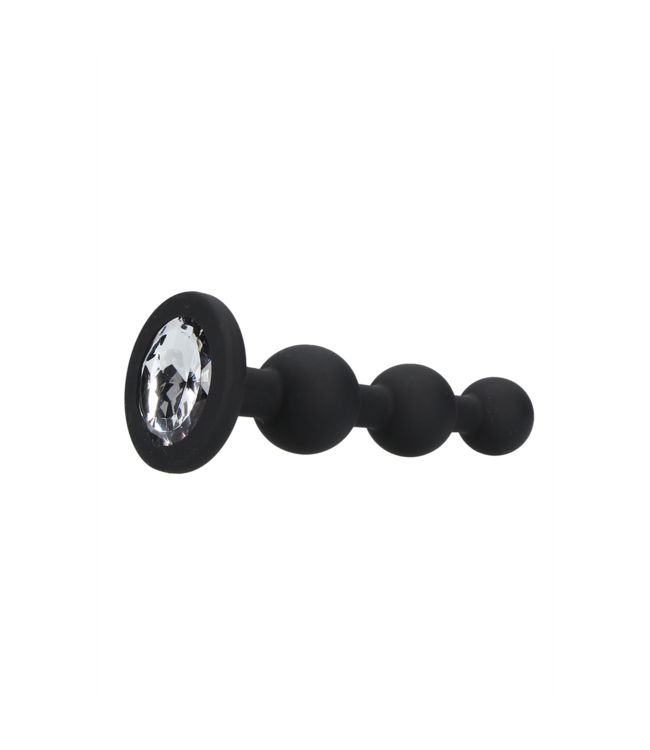 Ouch! Siliconen Buttplug Met Diamantbasis En Beads 11,4 cm – Ouch! by Shots