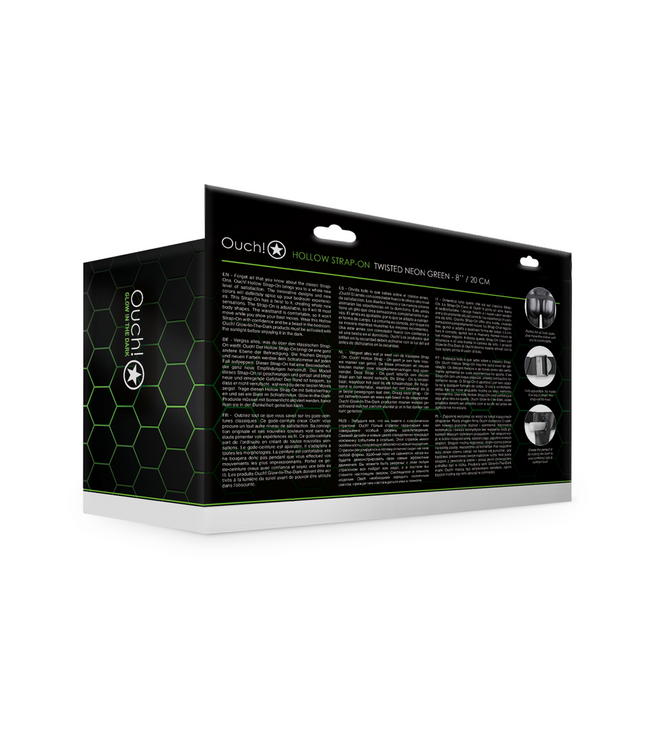 Ouch! Hollow Glow-in-the-Dark Gebogen Strap-On Met Verstelbare Heupband Groen