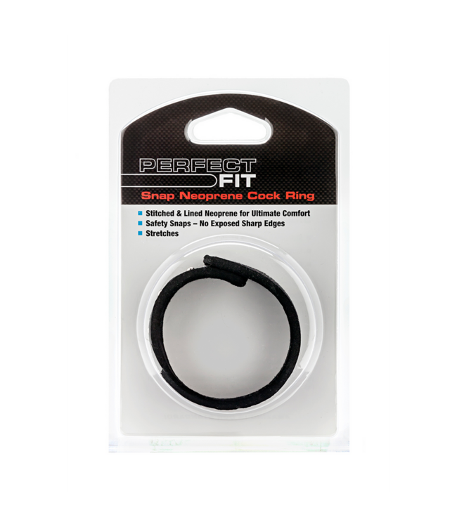 PerfectFitBrand Verstelbare Neopreen Snap Cockring Set Met Veilige Drukknopsluiting Zwart