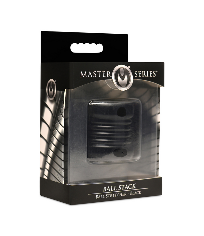 XR Brands Stacked Ball Stretcher Zwart - Comfortabele Veilige TPE Ballenring