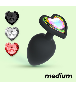Crushious Crushious Siliconen Anale Plug Met Verwisselbare Strasssteentjes 8 cm Zwart