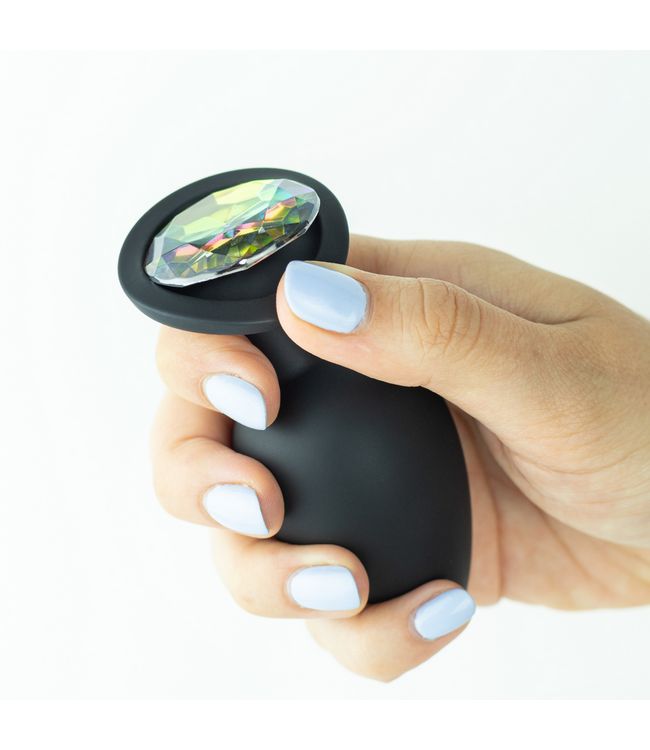 Crushious Crushious Siliconen Anale Plug 8 cm Met Verwisselbare Strasssteentjes Zwart