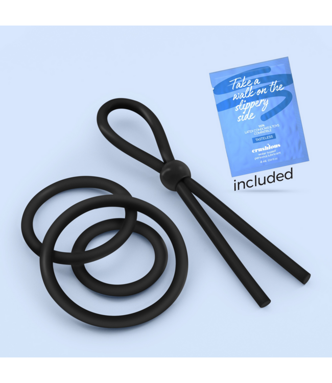 Crushious Daltons 4-Piece Adjustable Silicone Cock Ring Set - Black