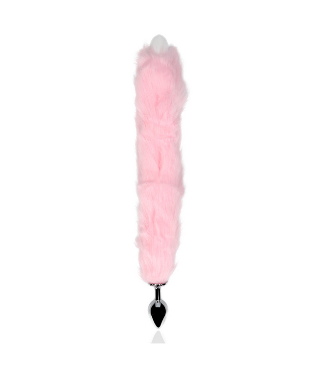Ouch! Luminous Fox Tail with Metal Butt Plug - LED Pleasure Toy in Pink