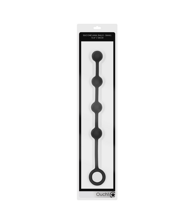 Ouch! Siliconen Anale Kralen Set 4 Stuks Met Trekring – Klein, Zwart & Veilig