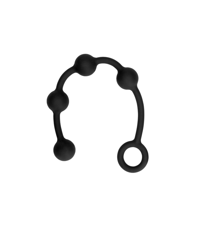 Ouch! Siliconen Anale Kralen Set 4 Stuks Met Trekring – Klein, Zwart & Veilig