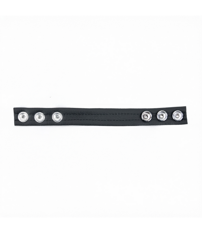 Red Leather Leren Verstelbare Cockring Zwart Met Metalen Drukknopen – 30-55 mm