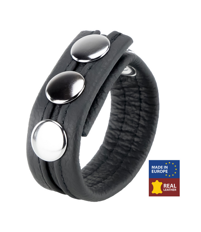 Red Leather Adjustable Black Leather Cock Ring - Comfort & Supportive Fit