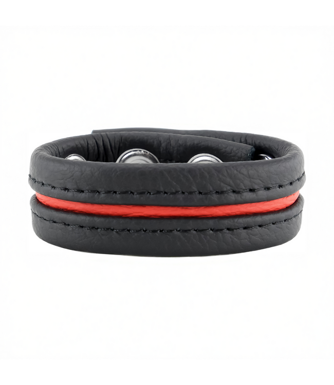 Red Leather Leren Cockring Met Verstelbare Diameter En Drukknopen Rood - Plantaardig Gelooid