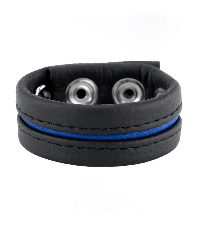 Red Leather Verstelbare Blauwe Leren Cockring Met Drukknopen 30-55 mm Voor Langdurige Erectie