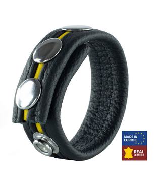 Red Leather Adjustable Yellow Leather Cock Ring for Strong Erection & Comfort