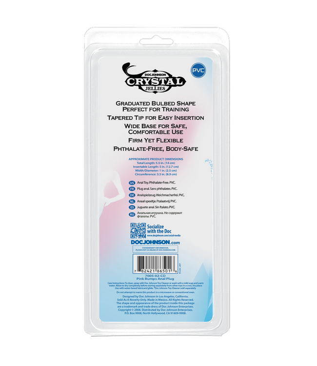 Doc Johnson Crystal Jellies Flexibele Anale Plug 14 cm Met 5 Ribbels En Lichaamsveilig PVC