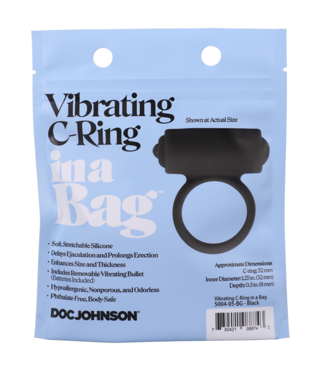 Doc Johnson Siliconen Vibrerende C-Ring Met Verwijderbare Bullet Zwart