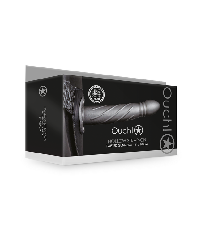 Ouch! Hohl-Strap-On 15,2 cm Gunmetal – Bequem, stilvoll & aufregend