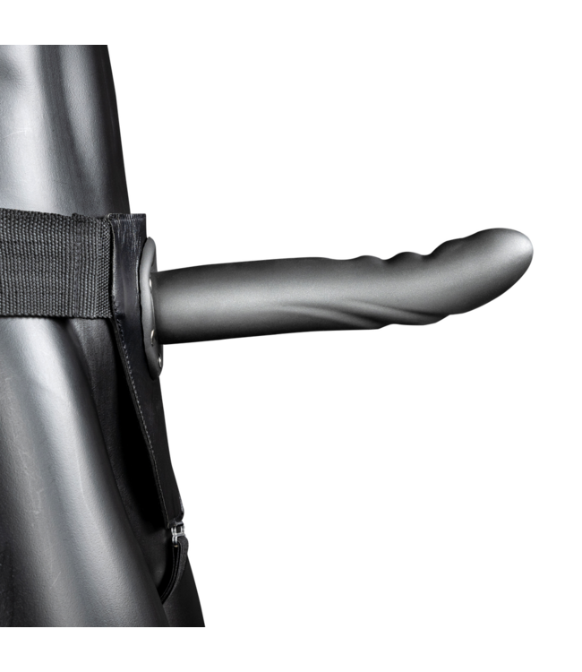Ouch! Textured Curved Hollow Strap-On 15.2 cm – Gunmetal for Ultimate Pleasure