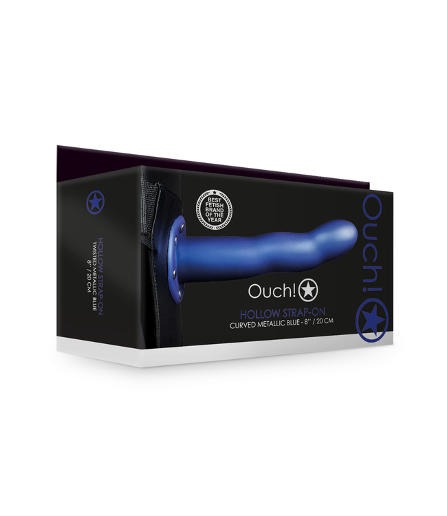 Ouch! Ouch! Metallic Blue Curved Hollow Strap-On - 15.2 cm Pleasure Toy