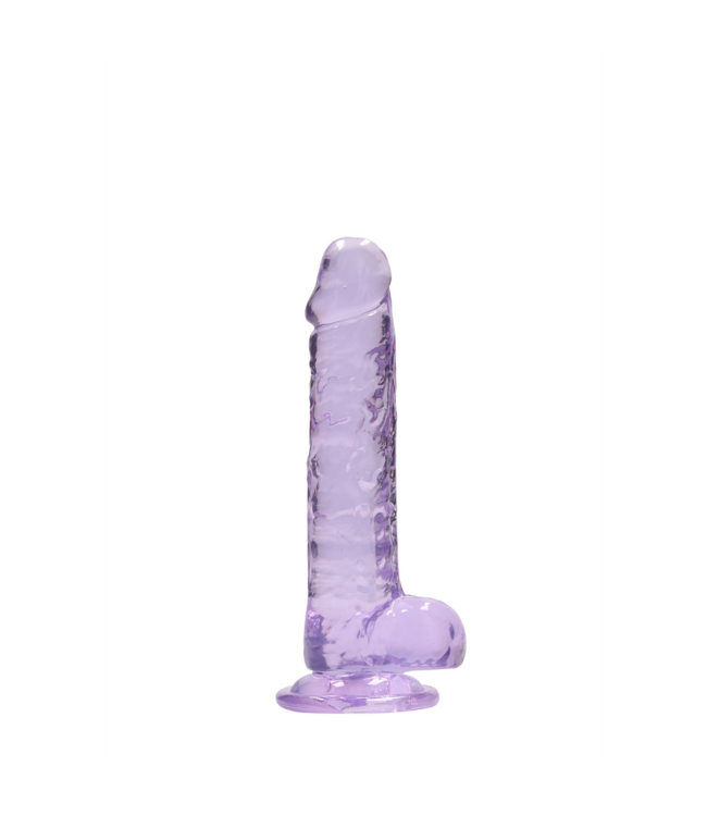 RealRock Realistischer Dildo 19 cm mit Hoden und starkem Saugnapf, klar