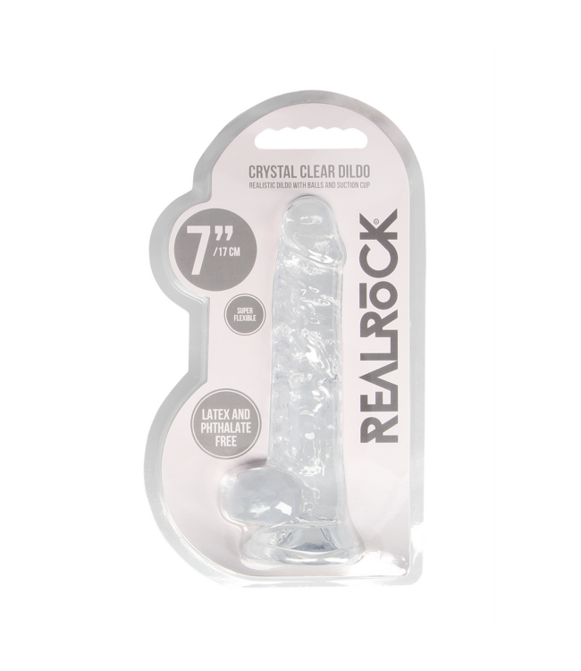 RealRock Realistischer Dildo mit Hoden, 19 cm – kristallklar & sicher