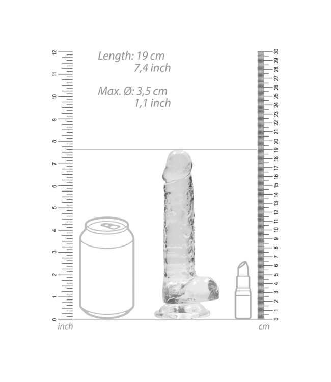 RealRock Realistischer Dildo mit Hoden, 19 cm – kristallklar & sicher