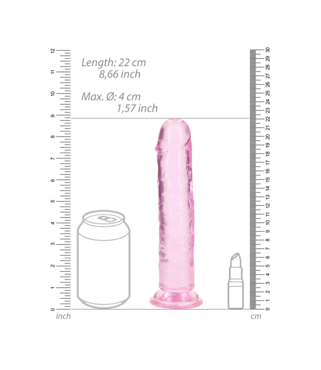 RealRock RealRock 20cm Straight Dildo with Suction Cup - Crystal Clear Pleasure