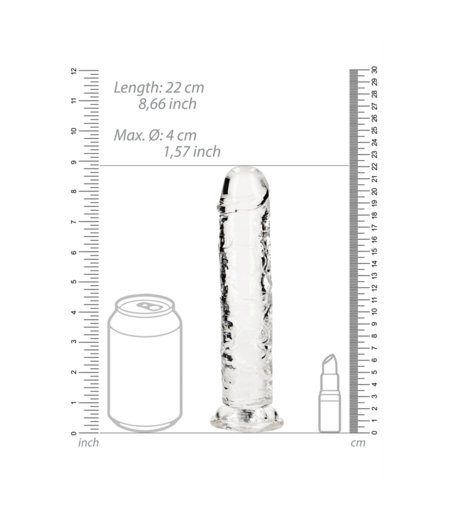 RealRock RealRock Transparante Realistische Dildo 22 cm Met Zuignap Basis
