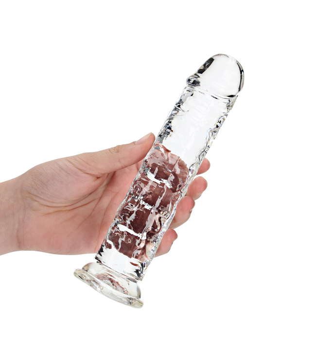 RealRock REALROCK TRANSPARENTER DILDO 22 CM MIT SAUGNAPF – PHTHALATFREI