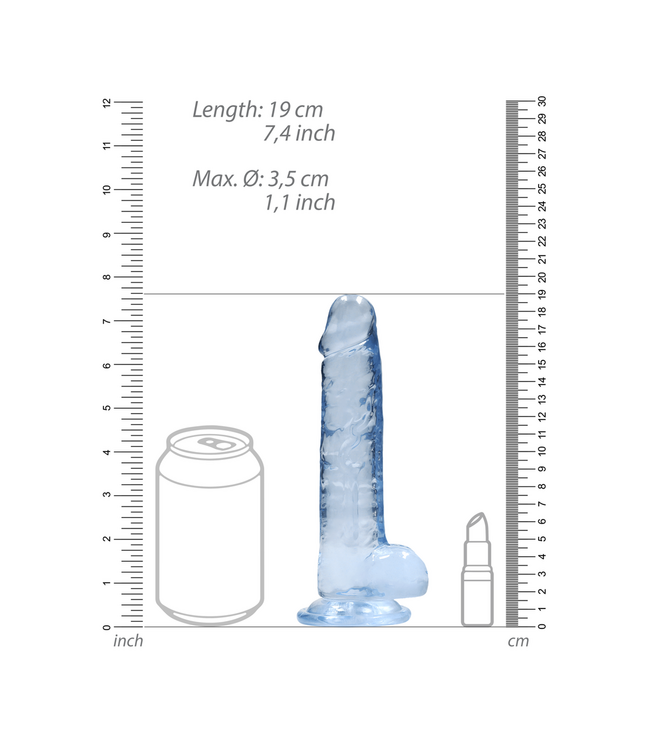 RealRock Realistic 19 cm Dildo with Balls - Safe, Crystal Clear, Suction Cup