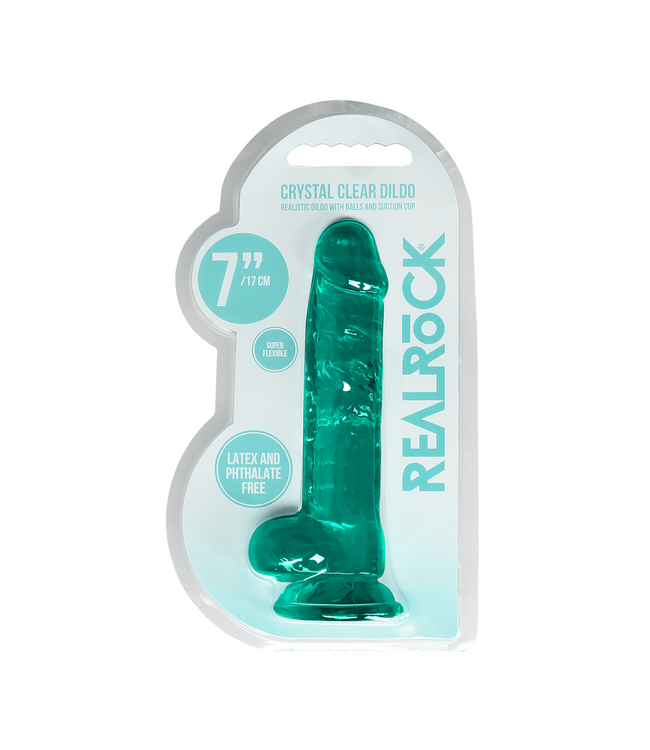 RealRock RealRock Crystal Clear Realistische Dildo Met Zuignap 19 cm Turkoois