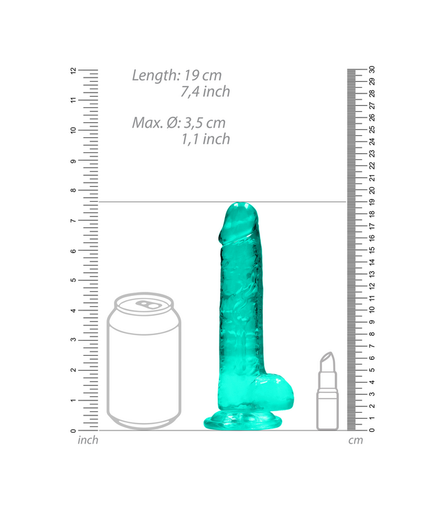 RealRock RealRock Crystal Clear Realistische Dildo Met Zuignap 19 cm Turkoois