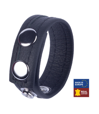 Red Leather Verstelbare Zwarte Leren Cockring Van Plantaardig Gelooid Rundleer 60 mm