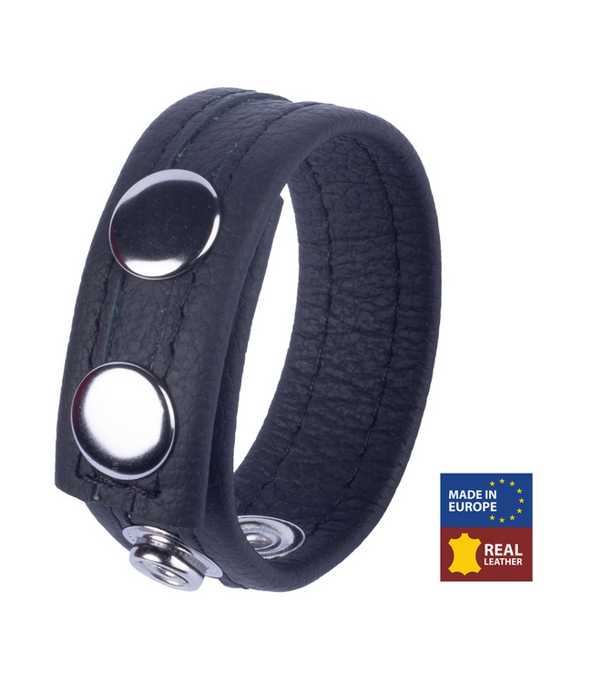 Red Leather Verstelbare Zwarte Leren Cockring Van Plantaardig Gelooid Rundleer 60 mm