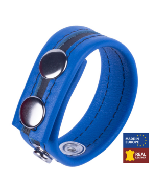 Red Leather Tippy Adjustable Blue Leather Cock Ring - Sturdy & Comfortable Design