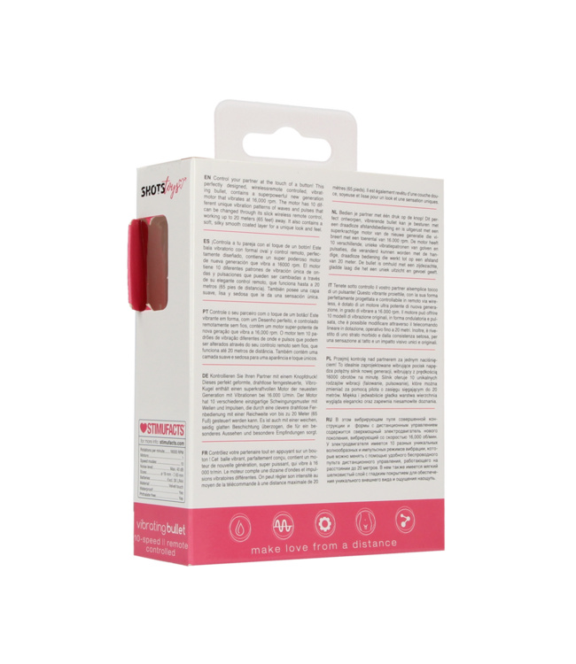 Shots Toys Draadloze Vibrerende Bullet Met 10 Patronen En Afstandsbediening Roze