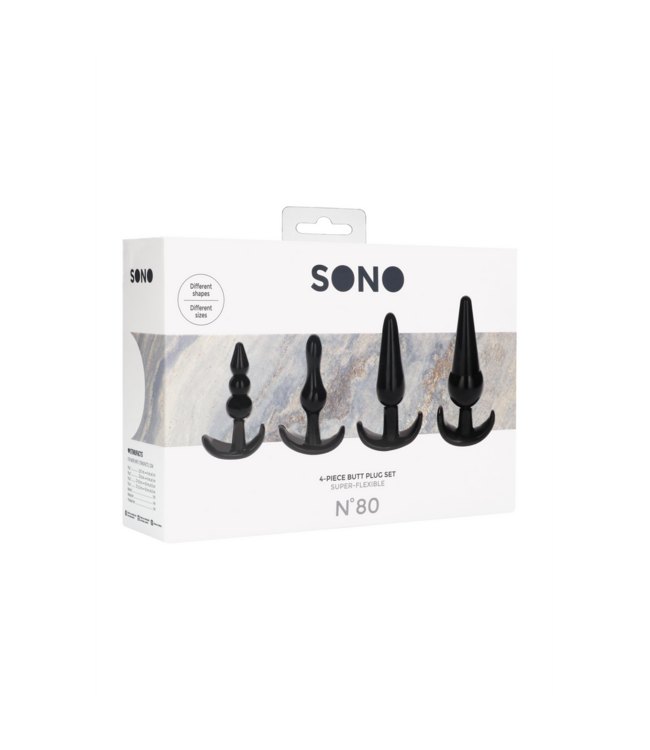 Sono Sono 4-Delige Buttplugset Van Flexibel TPE Rubber Met Ergonomische Handgreep