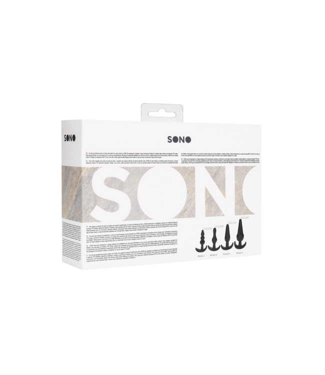 Sono SONO Nr. 80 – 4-teiliges Buttplug-Set für Einsteiger, wasserdicht, 7–9 cm