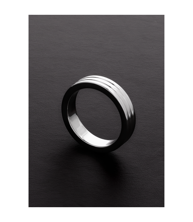 Steel by Shots Durable Ribbed Steel C-Ring 0.4x1.8 for Enhanced Stimulation