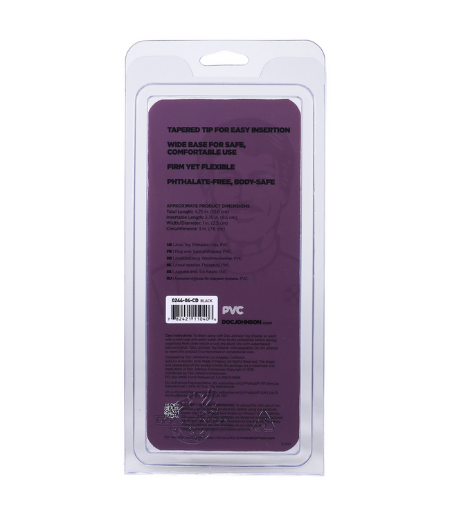 Doc Johnson Klassischer Klein Butt Plug Schwarz – Ideal für Anfänger, bequem & sicher