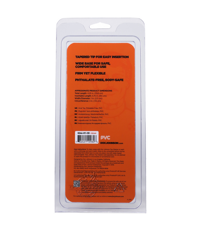Doc Johnson Doc Johnson 4,5 Inch Beginners Butt Plug Met Stevige Basis En Veilig Materiaal