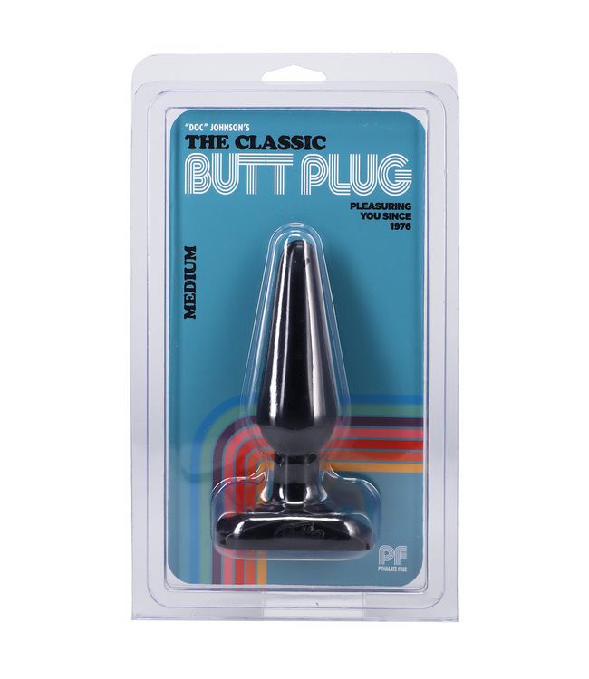 Doc Johnson Doc Johnson Medium Butt Plug 13,5 cm Zwart Sil-A-Gel PVC Veiligheidsbasis